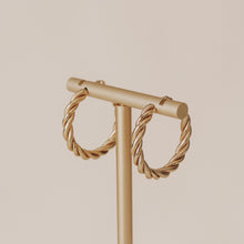 Load image into Gallery viewer, GOLD VICTORY HOOP EARRINGS | 18K GOLD PLATED