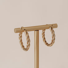 Load image into Gallery viewer, GOLD VICTORY HOOP EARRINGS | 18K GOLD PLATED