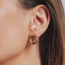 Load image into Gallery viewer, GOLD CIRCLE STUD EARRINGS | 18K GOLD PLATED