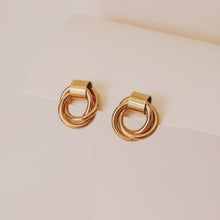 Load image into Gallery viewer, GOLD CIRCLE STUD EARRINGS | 18K GOLD PLATED