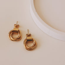 Load image into Gallery viewer, GOLD CIRCLE STUD EARRINGS | 18K GOLD PLATED