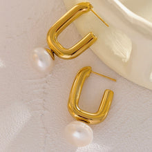 Load image into Gallery viewer, Big Pearl Long Studs | 18k Gold Plated
