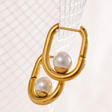 Load image into Gallery viewer, Grace Pearl Hoops | 18k Gold Plated
