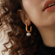 Load image into Gallery viewer, Big Pearl Long Studs | 18k Gold Plated
