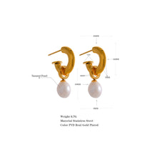 Load image into Gallery viewer, Pearl Charm Stud Earrings | 18k Gold Plated
