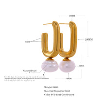 Load image into Gallery viewer, Big Pearl Long Studs | 18k Gold Plated
