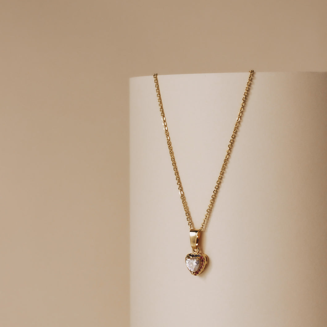 DAINTY HEART NECKLACE WITH CUBIC ZIRCONIA | 18K GOLD PLATED