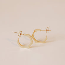 Load image into Gallery viewer, GOLD HEXAGON STUD EARRINGS | 18K GOLD PLATED
