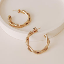 Load image into Gallery viewer, GOLD TINA HOOP EARRINGS | 18K GOLD PLATED

