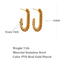 Load image into Gallery viewer, Tres Rope Stud Hoops | 18k Gold plated
