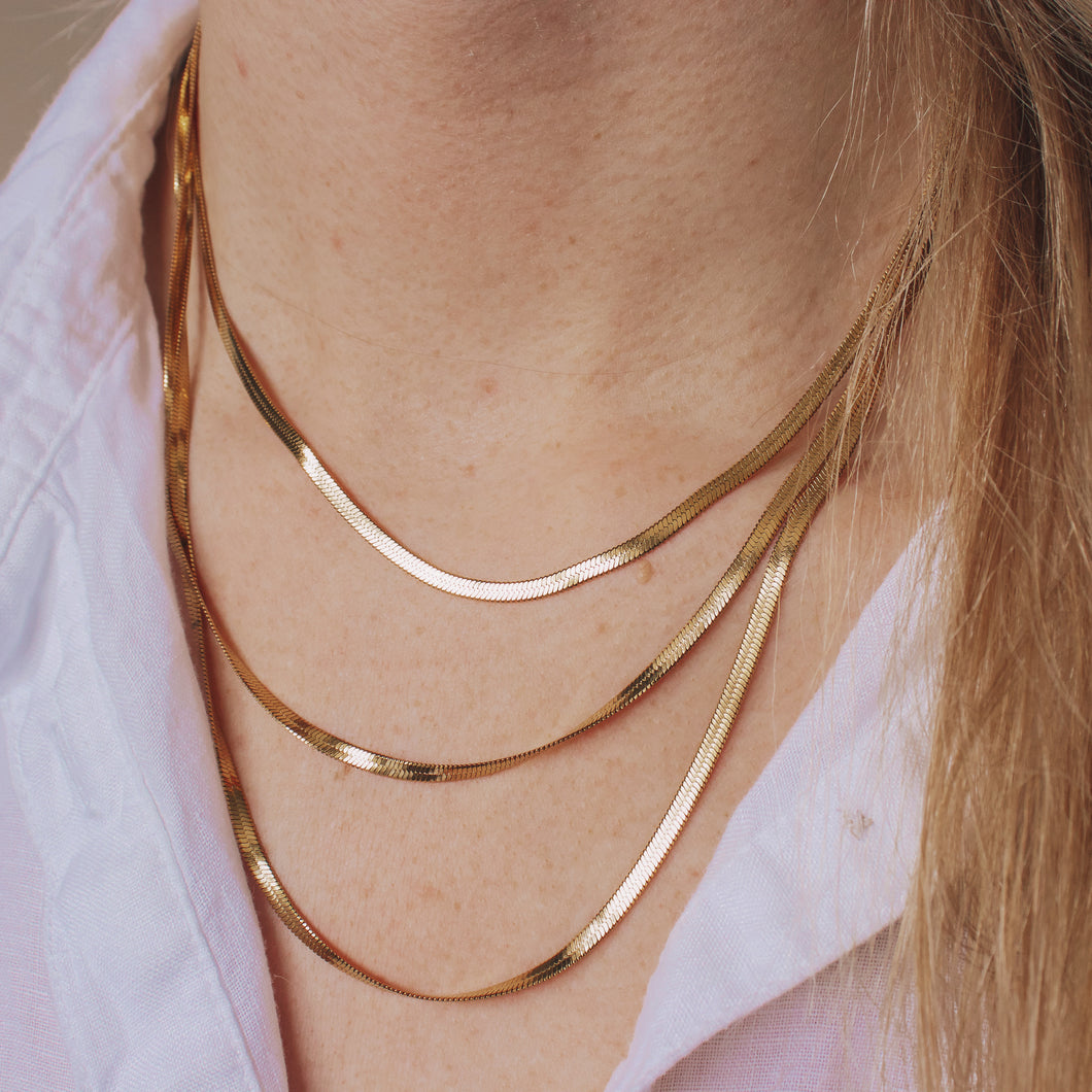 MULTILAYERED SERPENT CHAIN NECKLACE | 18K GOLD PLATED